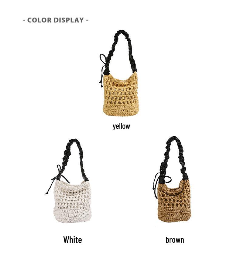 Korean Chic Woven Tote: Versatile Single Shoulder & Crossbody Beach Bag