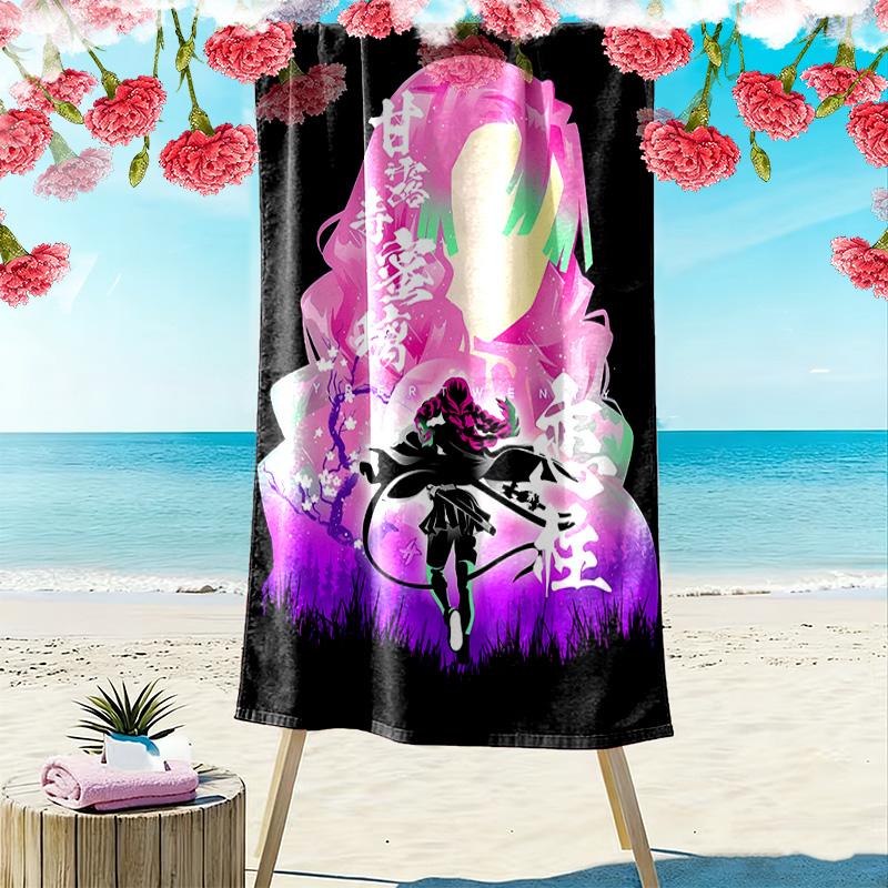 Demon Slayer Print Beach Towel, Large Soft Quick Dry Towel for Beach Camping Swimming