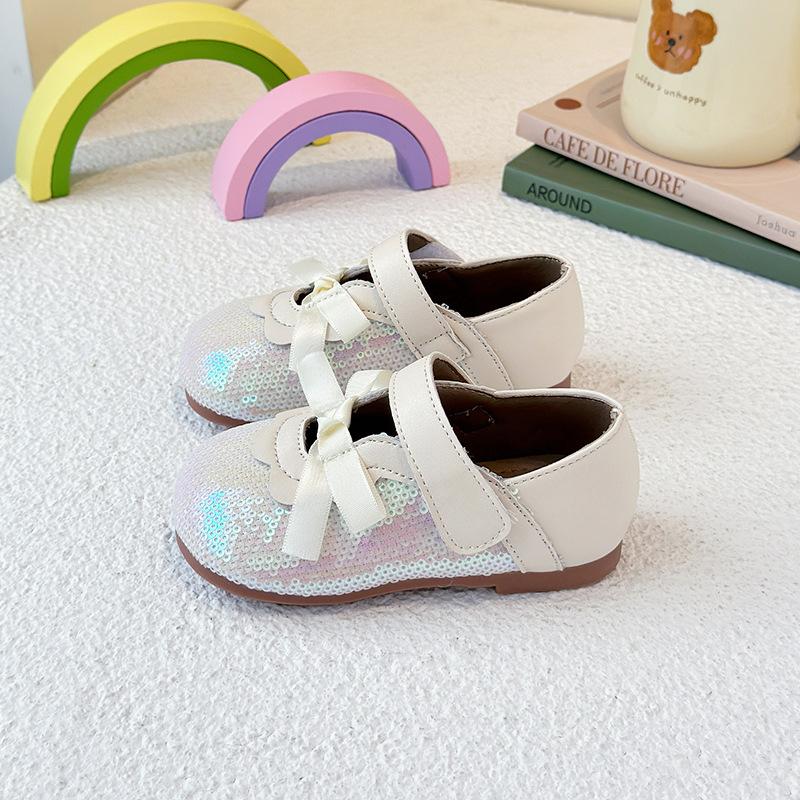 

Весенне-осенние новые ретро балетки модные с серебристыми пайетками для девочек удобные кожаные туфли на мягкой подошве 33 бежевый