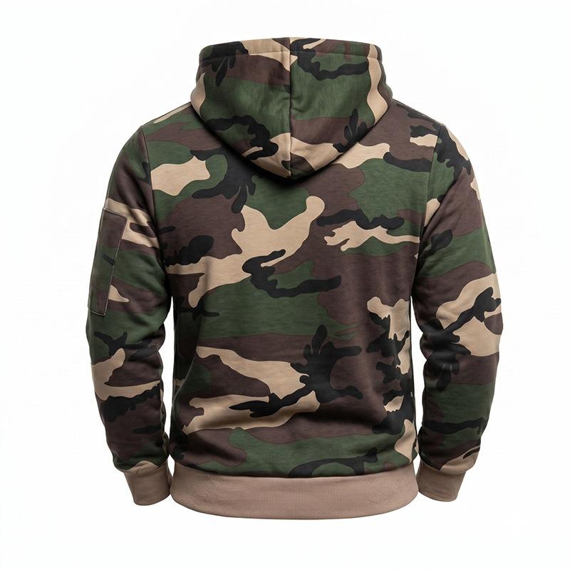 Men's Camo Fleece Lined Half-Zip Hooded Sweatshirt.