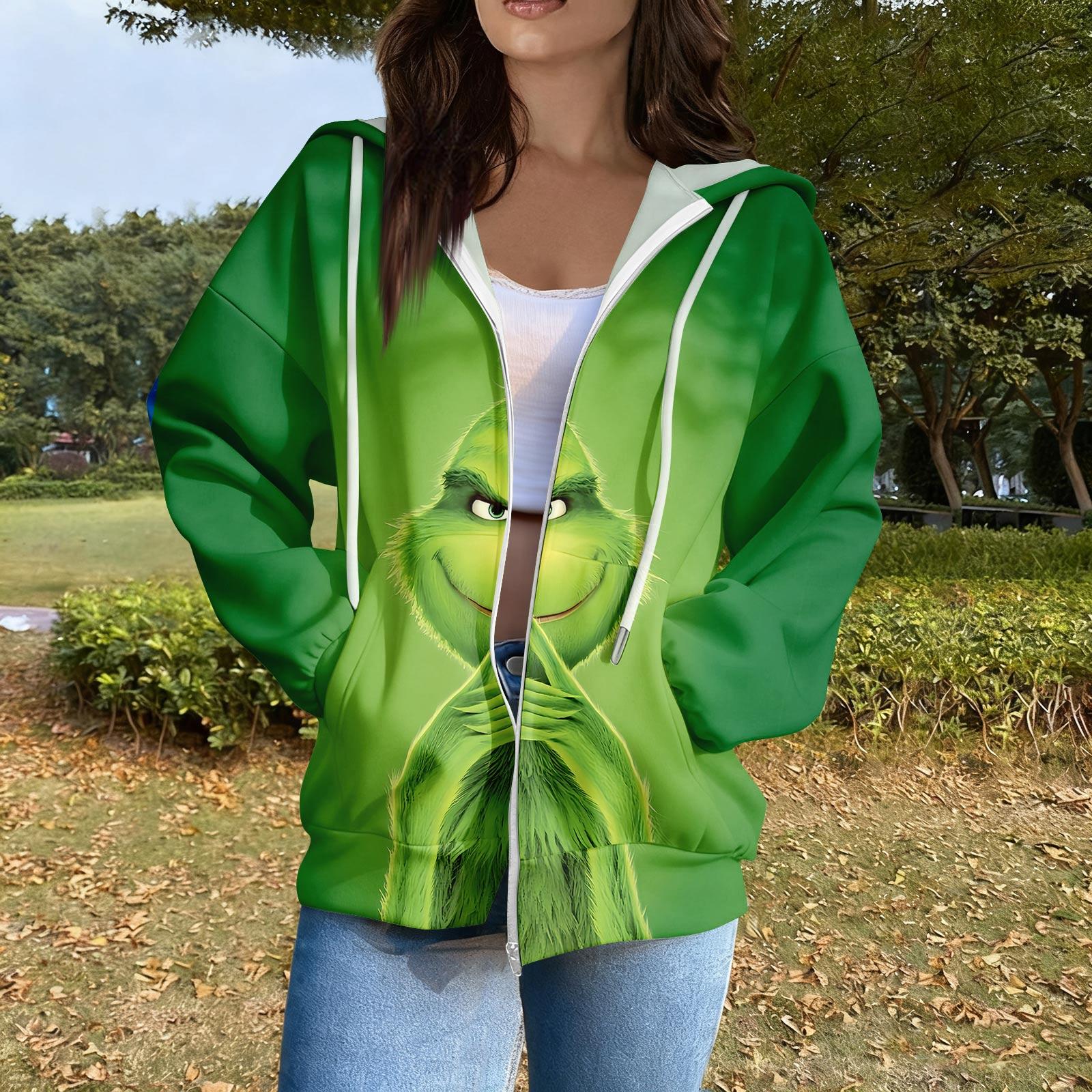 

Women s Casual Fashion Long Sleeve Zipper Printed Hooded Sweatshirt L