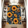 Boho Sunflower Carpet Floral Print Soft Non-slip Water-absorbent Rug Botanical Mat for Living Room Bedroom Study Daily Decor