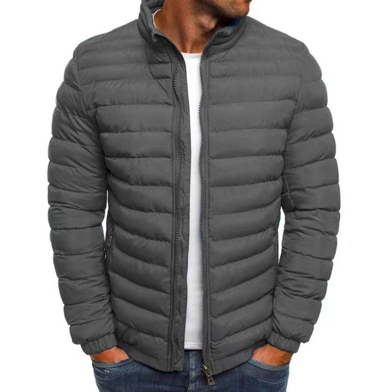 Herbst Winter Herren Stehkragen Reißverschluss Baumwolljacke Oberteile Warm Bequem Herrenjacken Oberteile Bequeme Daunenjacke XL grau