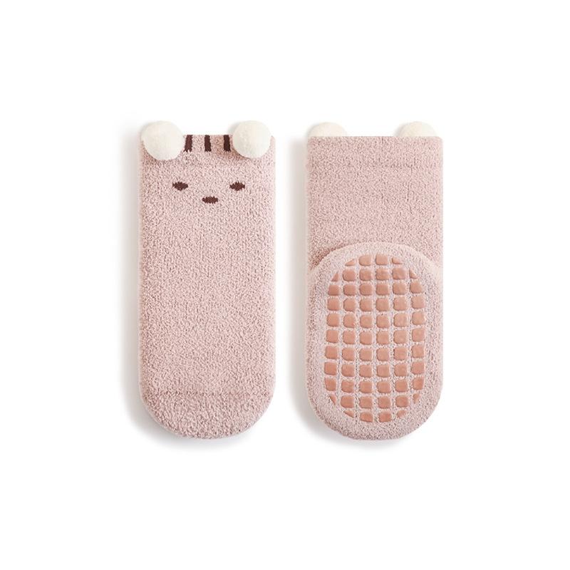 Cute Cartoon Bear Design Baby Socks Coral Velvet Warm Infants Stocking Thickened Socks for 0-5year Kids