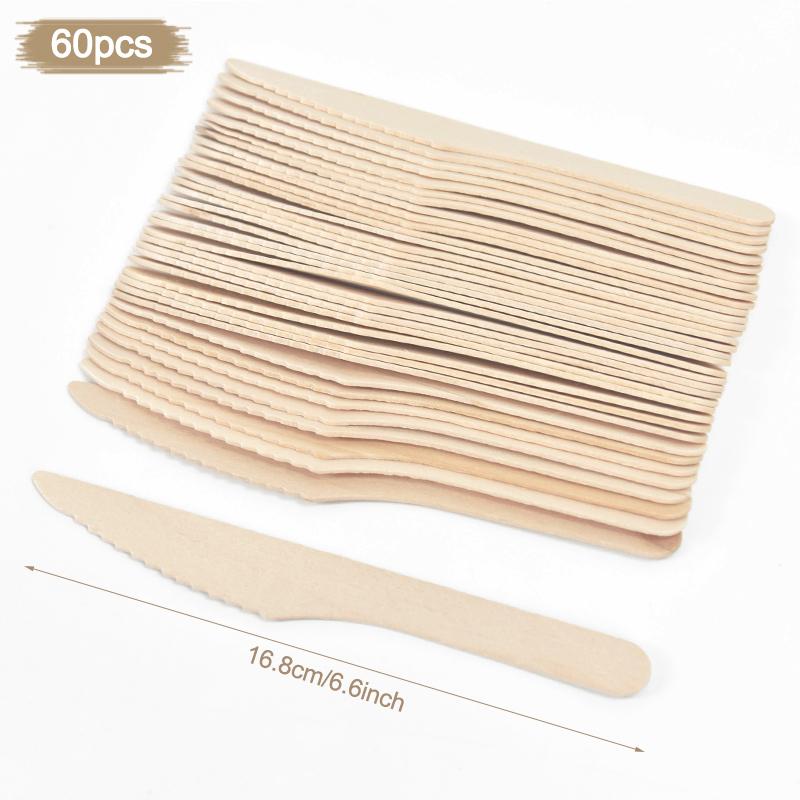 Disposable Wooden Spoon Fork Knife Cutlery Set Rustic Wedding Birthday Party Tableware Decoration Supplies Dessert Cake Scoop