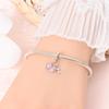 Original Copper Charms Luxury Pink Heart Pendant Lock Key Beads Fit Bracelet Diy Women Making Delicate Gift
