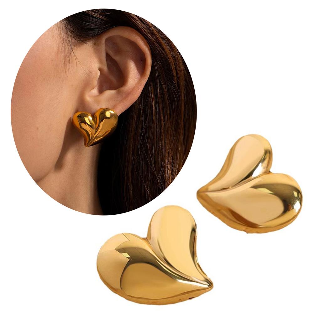 Vintage Bowknot Heart Stripe Stud Earrings Temperament Piercing Earrings Party Jewelry Fashion Stud Earrings Gift