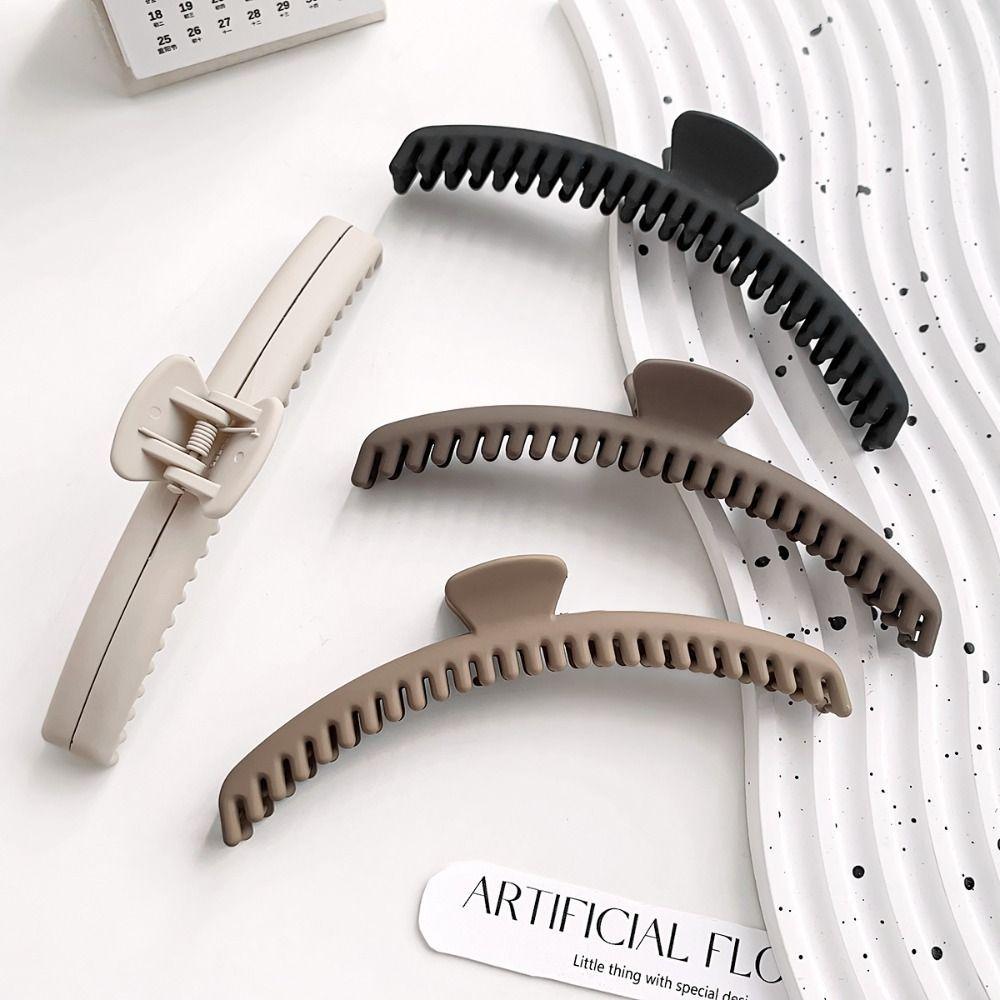 Fashion Large Matte Claw Clip Acrylic Korean Style Thin Shark Clip Ponytail Clip Solid Color Geometric Hair Claw Face Washing