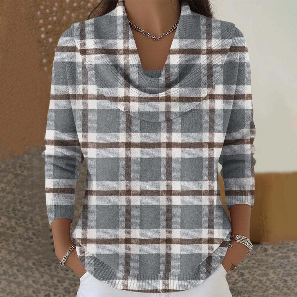 Dámský ležérní a módní svetr s dlouhým rukávem a potiskem, kulatým výstřihem