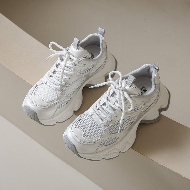 

2025 spring and autumn new air cushion bottom~ 7CM heightening mesh breathable thick sole casual sports shoes female dad shoes 40 серый