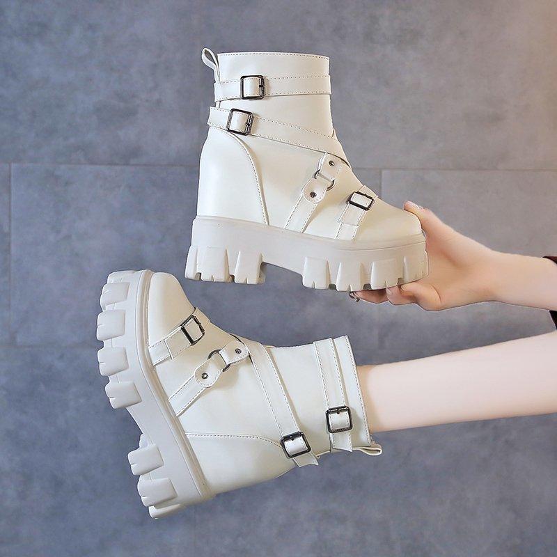 Spring, Autumn and Winter New Versatile Thick-soled Women's Belt Buckle Personalized Short Boots Martin Boots Women