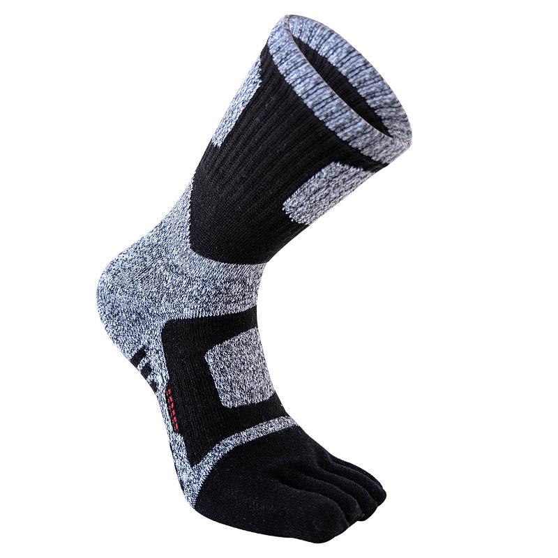 Men's Winter Thickened Five-Finger Cotton Socks: Odor-Resistant, Sweat-Absorbent, Breathable, High-Top Sports Split-Toe Socks.