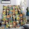 One Piece Luffy Warm Print Flannel Blanket Cozy Suitable for Bed Sofa Bedroom Chair Picnic Travel.-TING