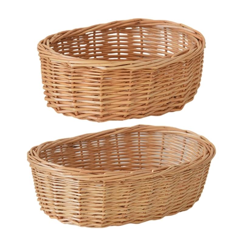 Handwoven Rattan Fruit Tray For Home Use Natural Materials Large Capacity Easy to Clean for Kitchen or Dining Room