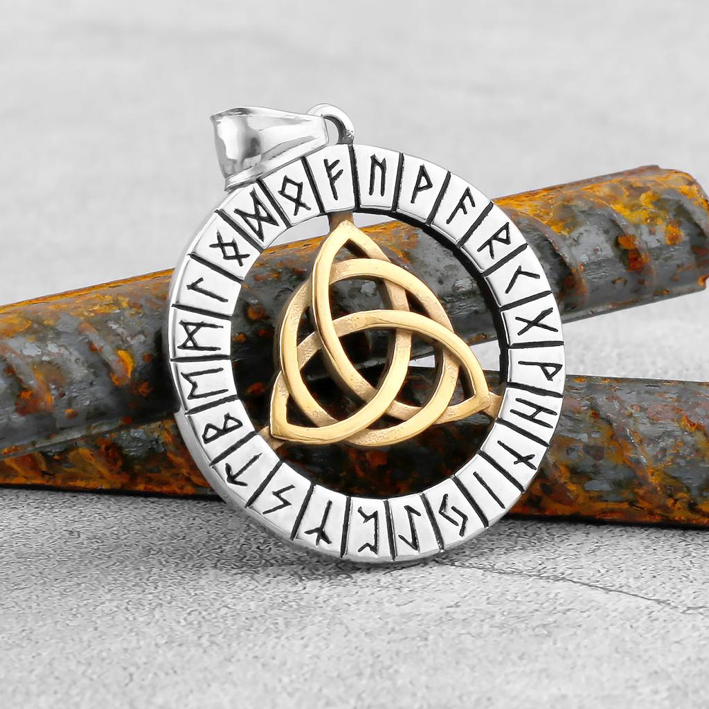 Viking Celtic Knot Pendant Necklace Stainless Steel Men Chain Odin Protection Amulet Gothic Jewelry Gift