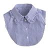 Vintage Denim Fake Kragen Damen für Bluse Pullover Streifen Abnehmbarer Halbhemdkragen Rüschen Falscher Kragen Frau Revers Krawatte