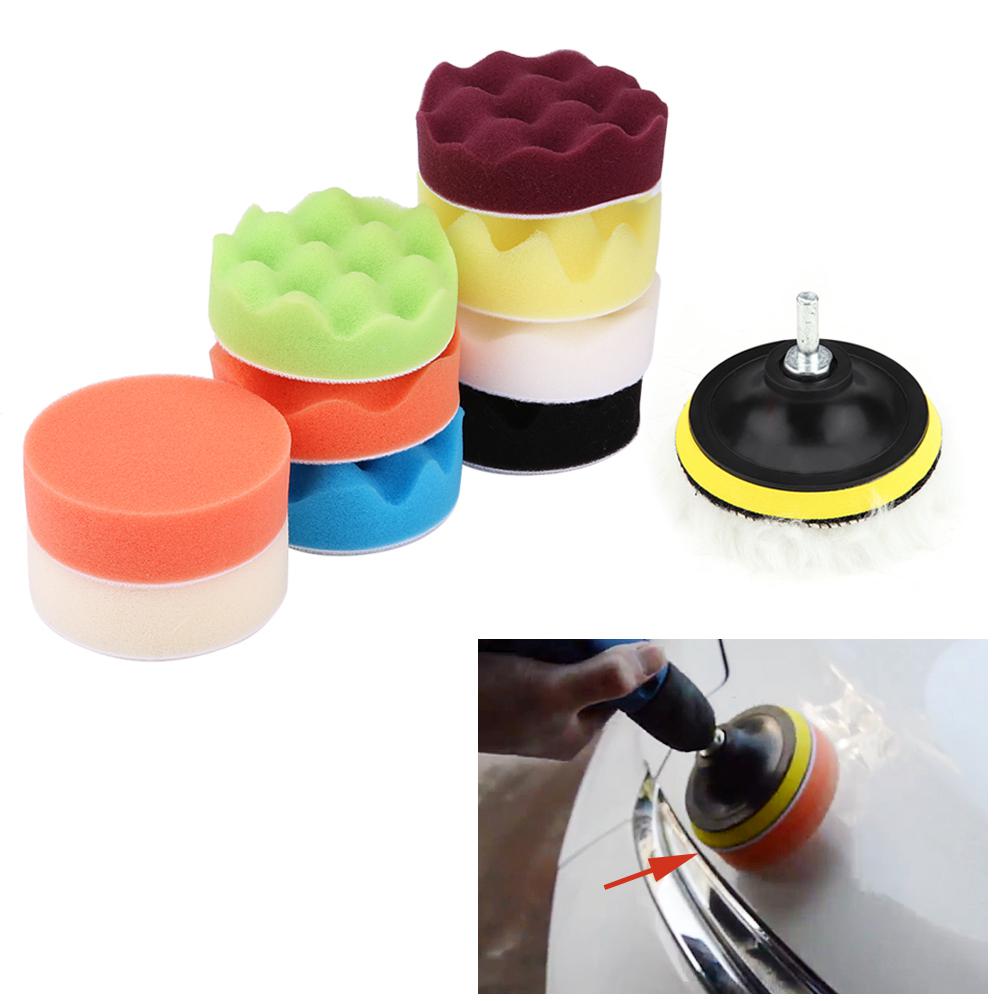 12Pcs 3inch Sponge Buffing Polishing Pad Kit for Car Polisher with Adapter
