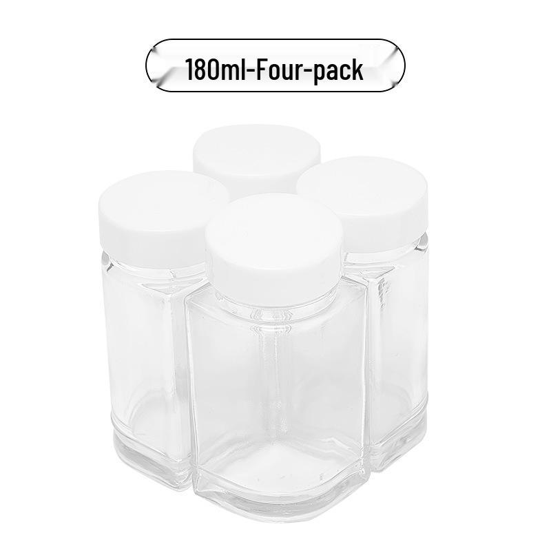 Acacia Wood Glass Seasoning Bottle Set - Pepper, Salt, Spices - 4-Piece Square Sprinkler Jars