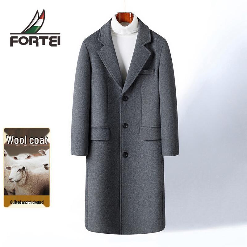 Мужское утепленное длинное пальто Futing, смесовое, 50% шерсти L 50