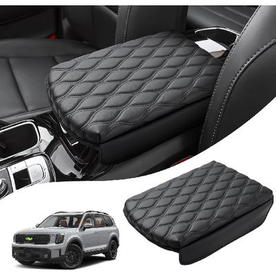 Autorder Center Console Cover For -2024 2025 2026 Kia Telluride Accessories Armrest Cushion Cover Nappa Leather Middle Console Covers Telluride