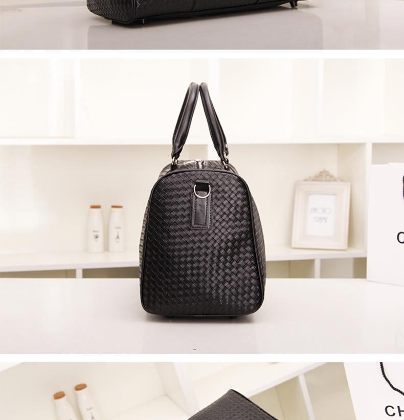 Black Woven Large Capacity Unisex Travel Shoulder Bag