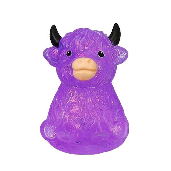 Glitzer-Hochlandrind Quetschspielzeug Langsam aufsteigend Klarer Rinder-Stressball Anti-Angst Weiche Tierform Haus-/Büro-Schreibtisch Fidget Toy