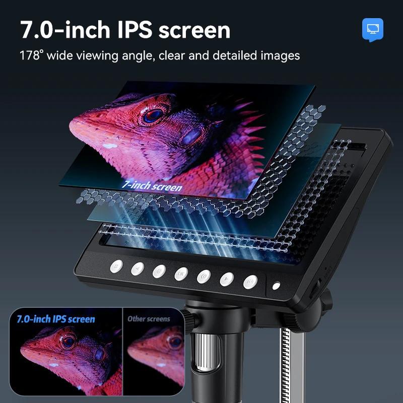 7 Inch IPS 5MP 1200X Digital Coin Microscope 1080P Video Microscope Repairing Circuit Device Ultra-Precise Focusing Camera