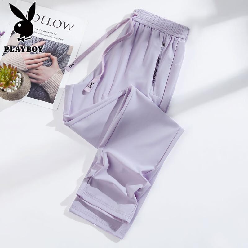 PLAYBOY Men s Summer Ice Silk Straight-Leg Casual Pants 3XL