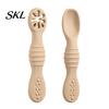 Soft Silicone Spoons for Babies 2Pcs Baby Spoon, Toddler Training Spoon Puree Fruit Puree, Non Slip Set Non-Slip Handle Infant Feeding Self