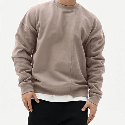 Męska Szara Oversize Bluza z Okrągłym Dekoltem Luźny Casualowy Sweter z Długim Rękawem