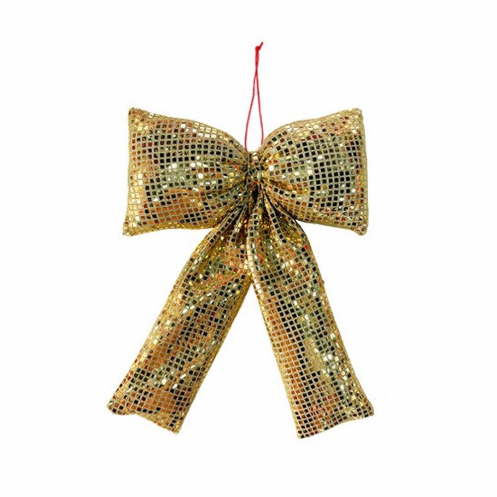 Sequin Decor Tree Ornament Shiny Surface Bow Pendant Easy Hang Christmas Bow Festive Display