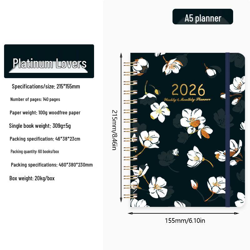 2026 English Student Weekly A5 Planner Coil Notebook