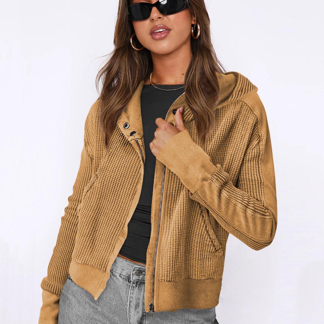 

Куртка с капюшоном, европейская и американская женская толстовка с капюшоном, толстовка на молнии с ленивым ветром, короткой вязки L