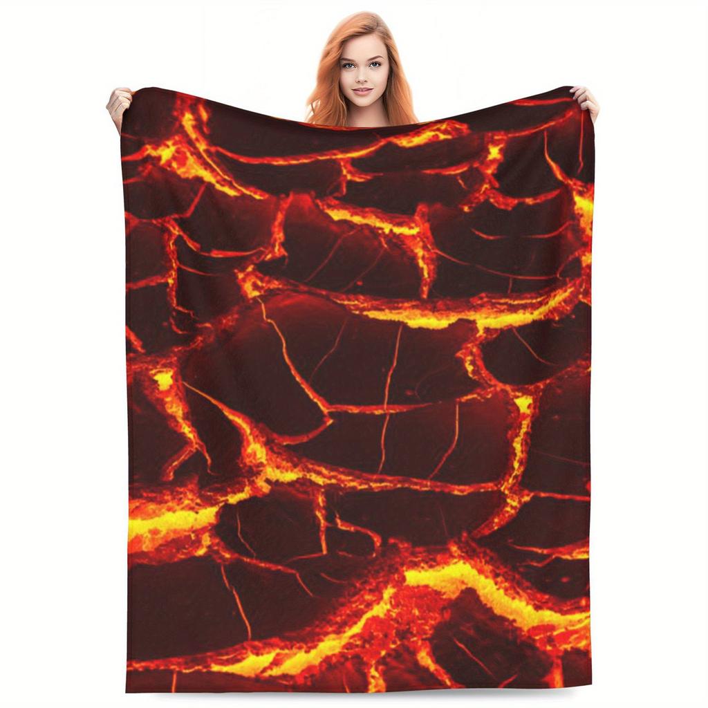3D Hot Molten Rock Digital-printed Polyester Bedroom Velvet Flannel Cover Blanket Fleece Soft Sofa Cover Blankets for Beds