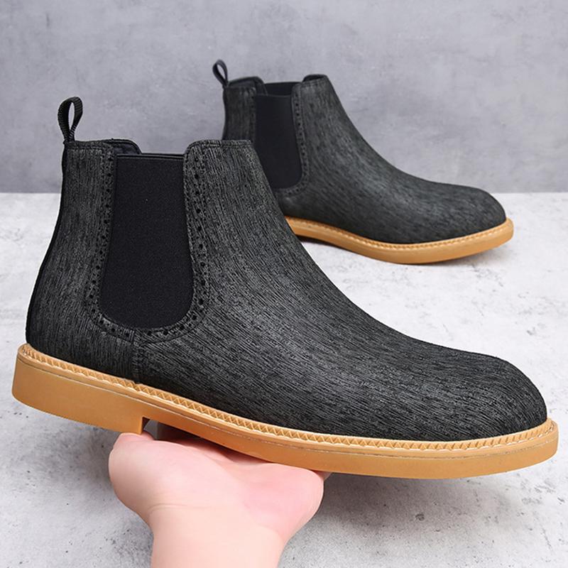Stivali Chelsea in Pelle alla Moda Scarpe Casual da Uomo Finitura Opaca Stile Britannico Elegante Stivaletto Corto Primavera Autunno alla Moda Taglia 48 Calzature per Adulti