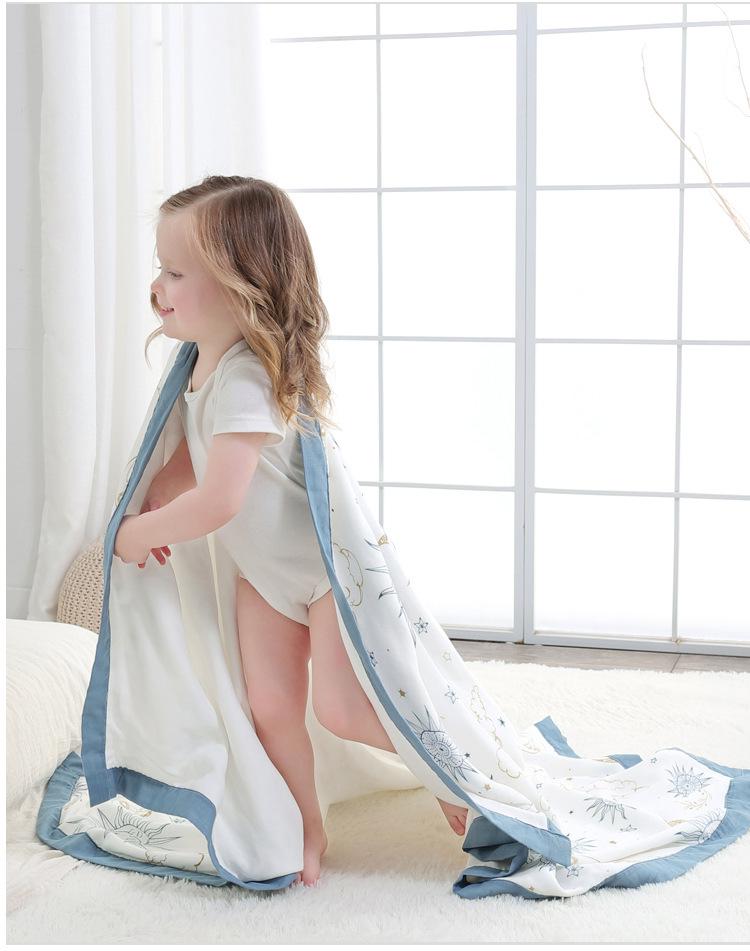 Digital Print Bamboo Cotton Baby Blanket - Four-Layer Gauze Anti-Kick Quilt for Newborns