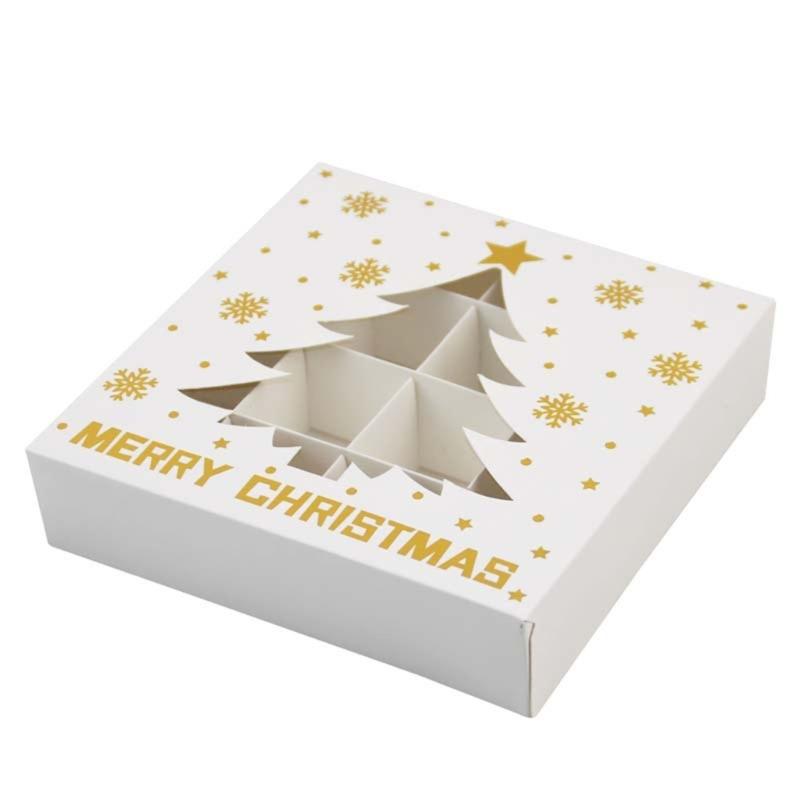 12Pcs Christmas Chocolate Box Gold Foil Chocolate Gift Box with 12 Slot Christmas Treat Boxes for Cookie Candy Chocolate