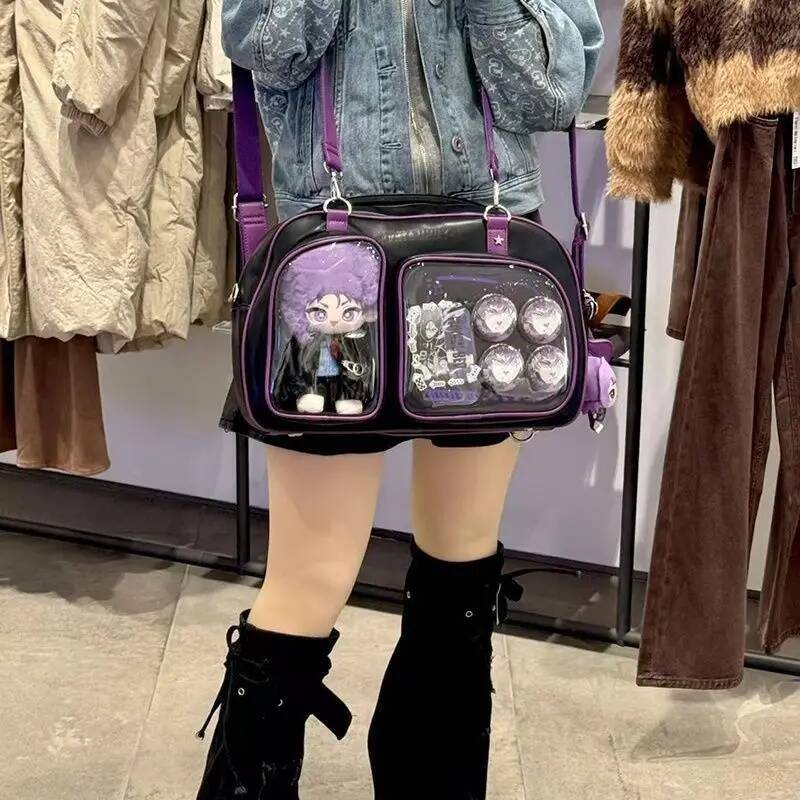 New Y2K Cute Ita Bag Fashion Large Capacity Shoulder Bag Lolita Girl Transparent Cosplay Handbag Diy Badge Display Crossbody Bag