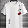Simple Rose Letter Pattern Print, Casual, Fashionable, Loose Short-sleeved, 100% Cotton T-shirt for Men