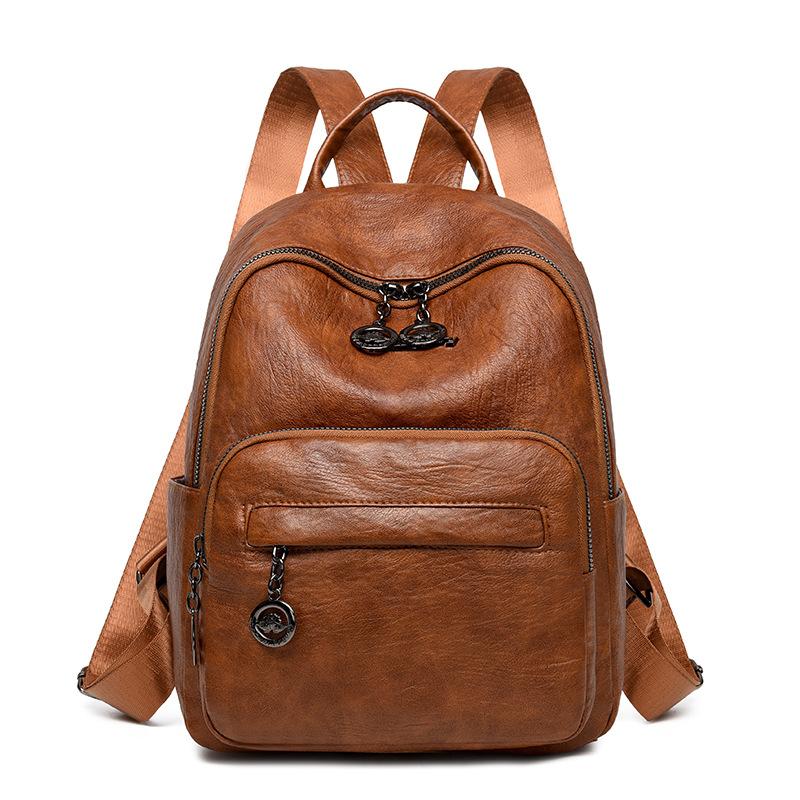 

Мягкий Кожаный Повседневный Универсальный Женский Рюкзак коричневый