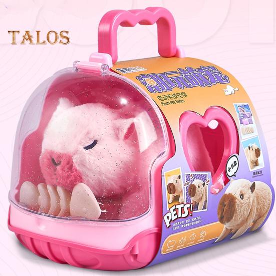 Jucărie capibara de pluș electrică Simulare interactivă de sunet Plimbări jucărie cu animale Copii mici Băieți Fete Jucărie educațională pentru copii Burta Timp de târât jucărie cu animale