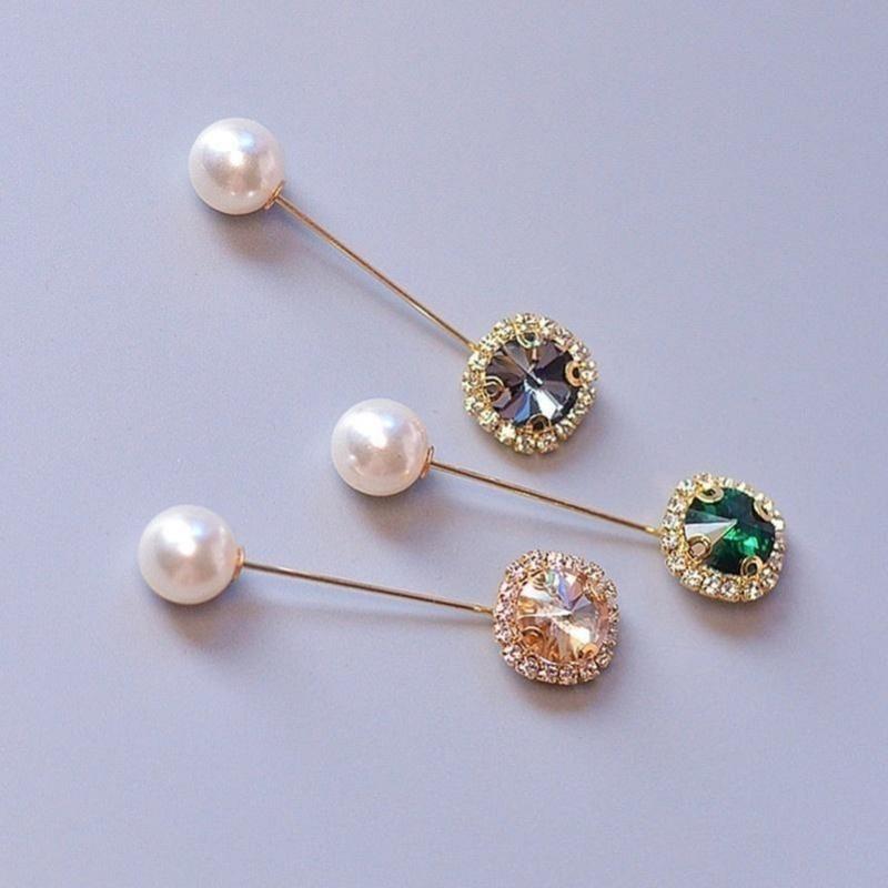Classic Flowers Brooches New Long Crystal Needle Circular Pins Female Personality Elegant Brooch Car