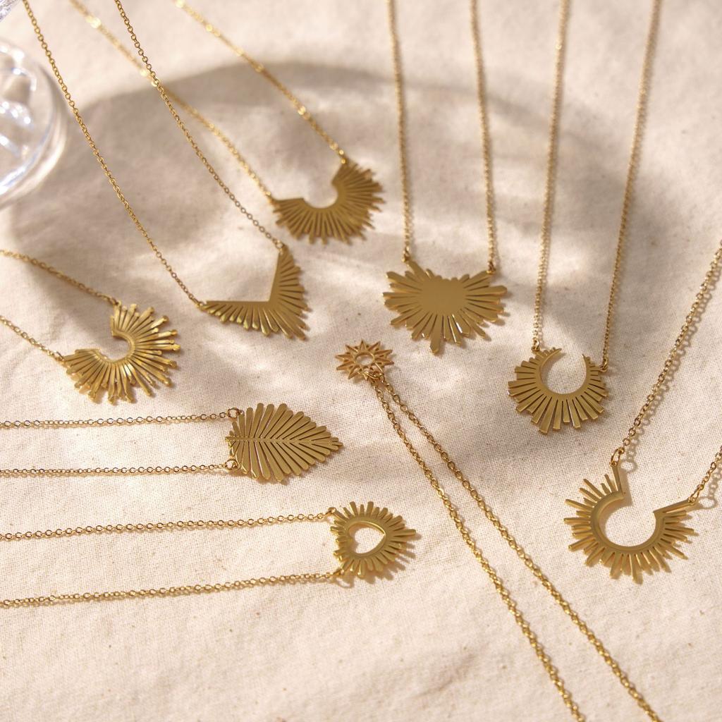 Wind Simple Sunflower Titanium Steel Women'S Short Necklace Radial Pattern Stainless Steel Necklace