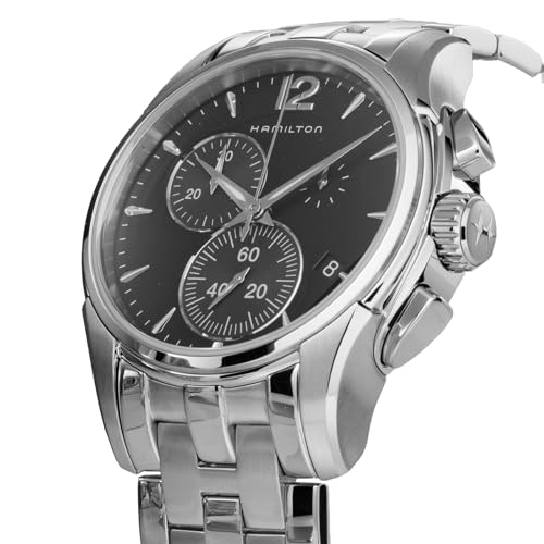 HAMILTON Men's Jazzmaster Watch, Black Dial, Quartz Movement, 10 ATM Water Resistance, Silver, H32612131