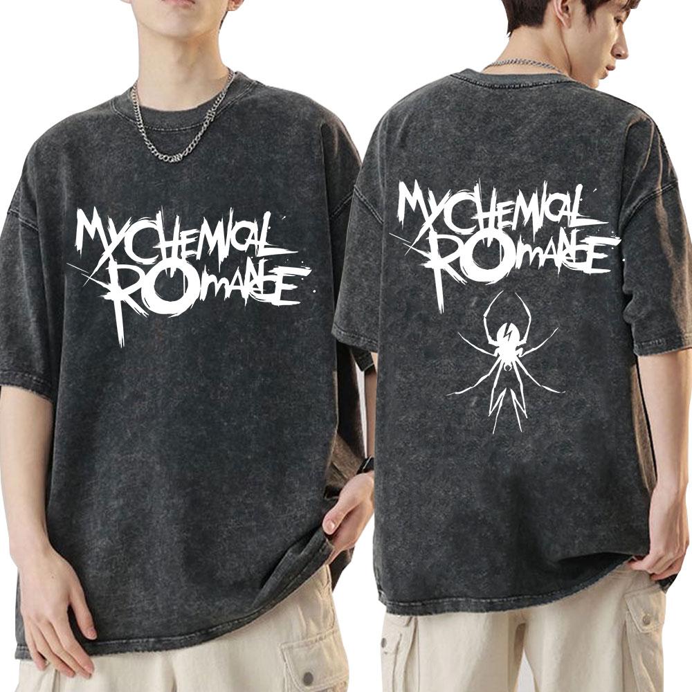 Koszulka Vintage Washed Zespół Rockowy My Chemical Romance Three Cheers for Sweet Revenge Koszulki Gotyckie Męskie Damskie Odzież Koszulki