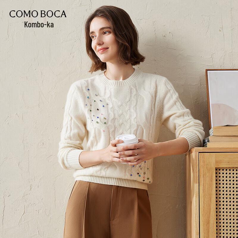 

Женский кашемировый свитер Comon Boca с бисерной отделкой и кабельным узором 2XL