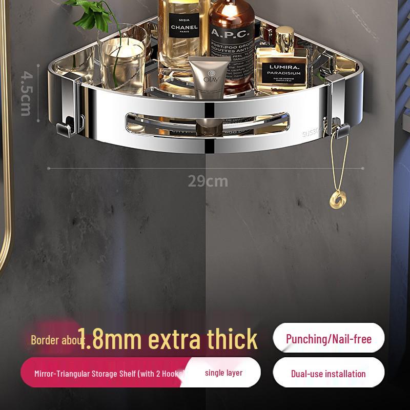 Съемная угловая полка-стеллаж для ванной без сверления