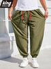 Men's Casual Harem Pants Ankle Cuffed Solid Color Loose Fit Oversize Drawstring Elastic Waist Streetwear Hip Hop Trendy Trousers