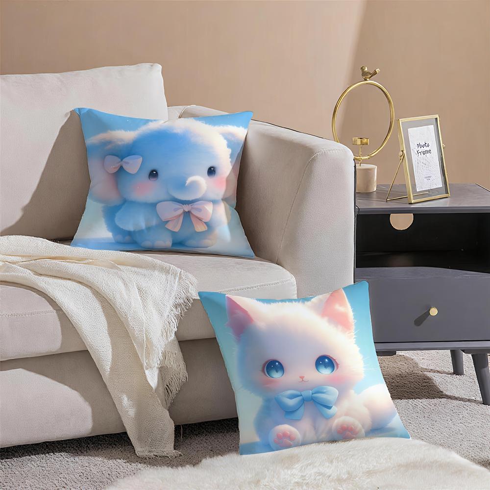 Cute Cured Animals Pictures Lovely Art Cushion Cover Pillowcase Short Plush Invisible Zipper Room Sofa Cushion Cover