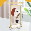 8 Pack Acrylic Sign Holder Gold Borders,4 X 6 Gold Table Number Holders Vertical Stand,Double Sided Clear Picture Frames,Gold Sign Holders Display